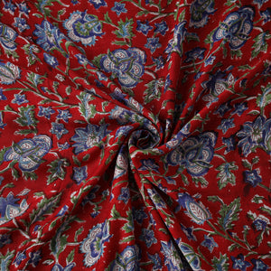 Red - Sanganeri Hand Block Print Modal Silk Fabric 23