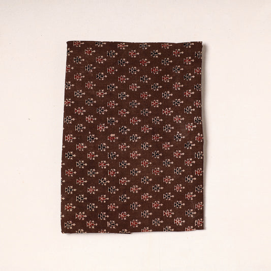 Brown - Ajrakh Block Printed Cotton Precut Fabric (1.5 meter) 29