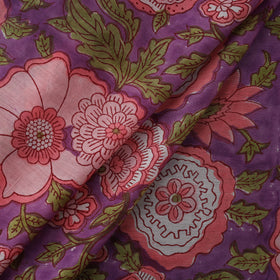 Purple - Sanganeri Hand Block Print Modal Silk Fabric 25