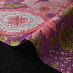 Purple - Sanganeri Hand Block Print Modal Silk Fabric 25