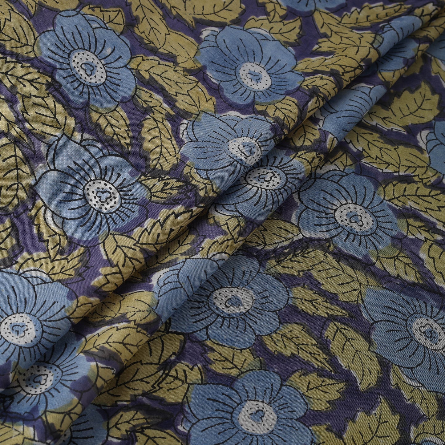 Purple - Sanganeri Hand Block Print Modal Silk Fabric 24