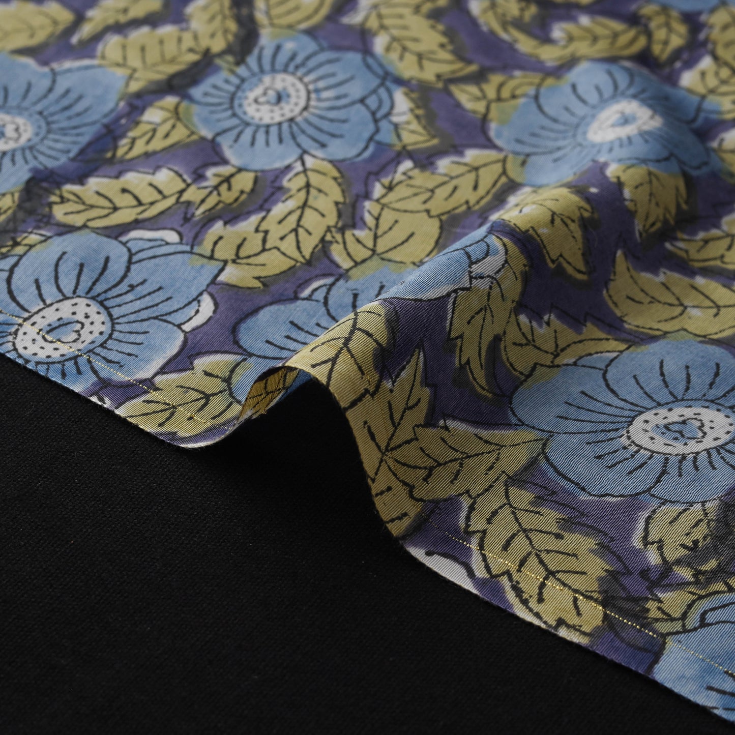 Purple - Sanganeri Hand Block Print Modal Silk Fabric 24