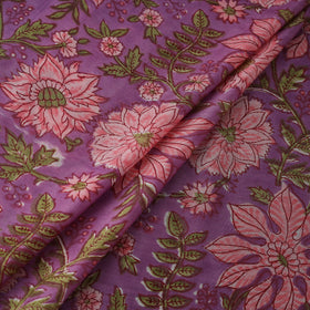 Purple - Sanganeri Hand Block Print Modal Silk Fabric 26
