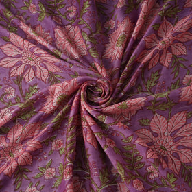 Purple - Sanganeri Hand Block Print Modal Silk Fabric 26