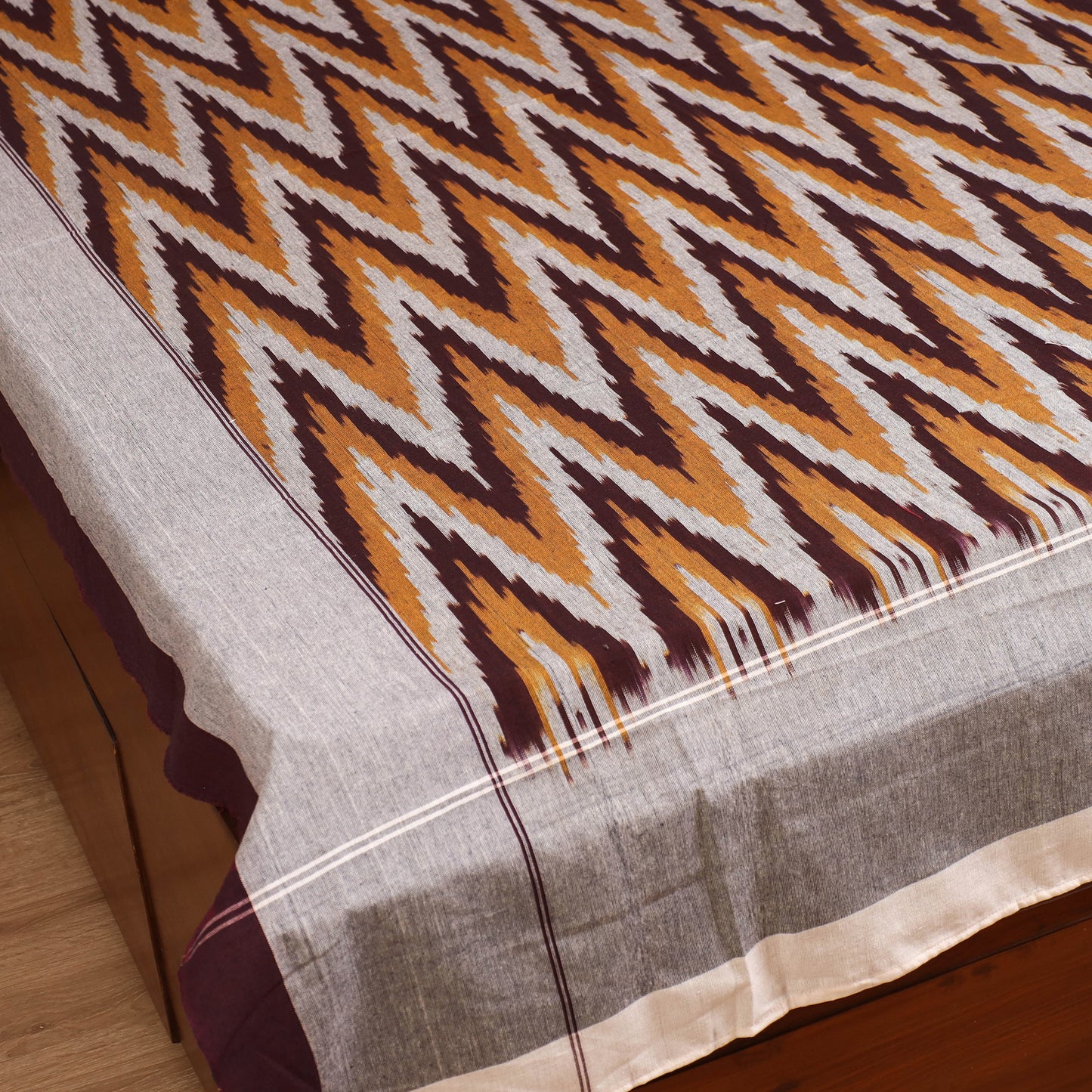 Pochampally Ikat Weave Cotton Single Bedsheet (90 x 60 in) 21