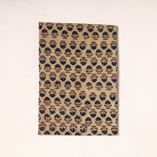 Beige - Ajrakh Block Printed Cotton Precut Fabric (0.8 meter) 35