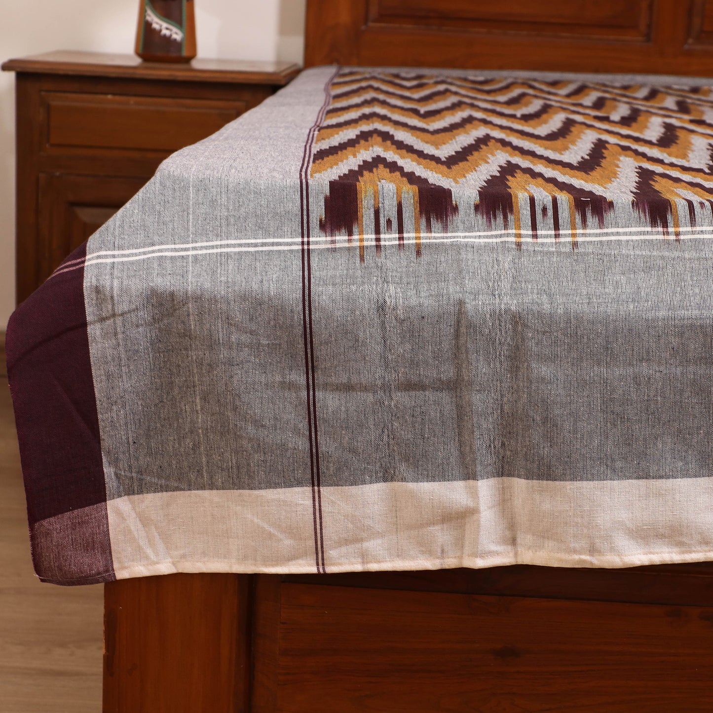 Pochampally Ikat Weave Cotton Single Bedsheet (90 x 60 in) 21