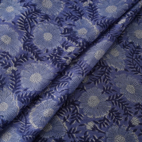 Blue - Sanganeri Hand Block Print Modal Silk Fabric 28