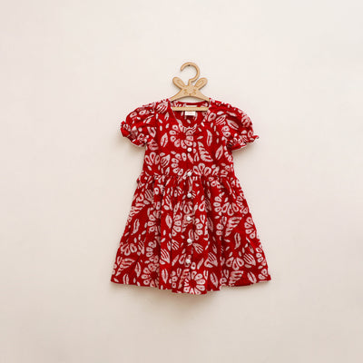 Pure Cotton Girls Frock Dress in Batik Block Prints (3-4 Years) 55