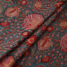 Green - Sanganeri Hand Block Print Modal Silk Fabric 29