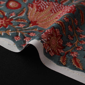 Green - Sanganeri Hand Block Print Modal Silk Fabric 29