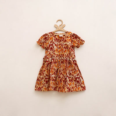 Pure Cotton Girls Frock Dress in Batik Block Prints (3-4 Years) 56