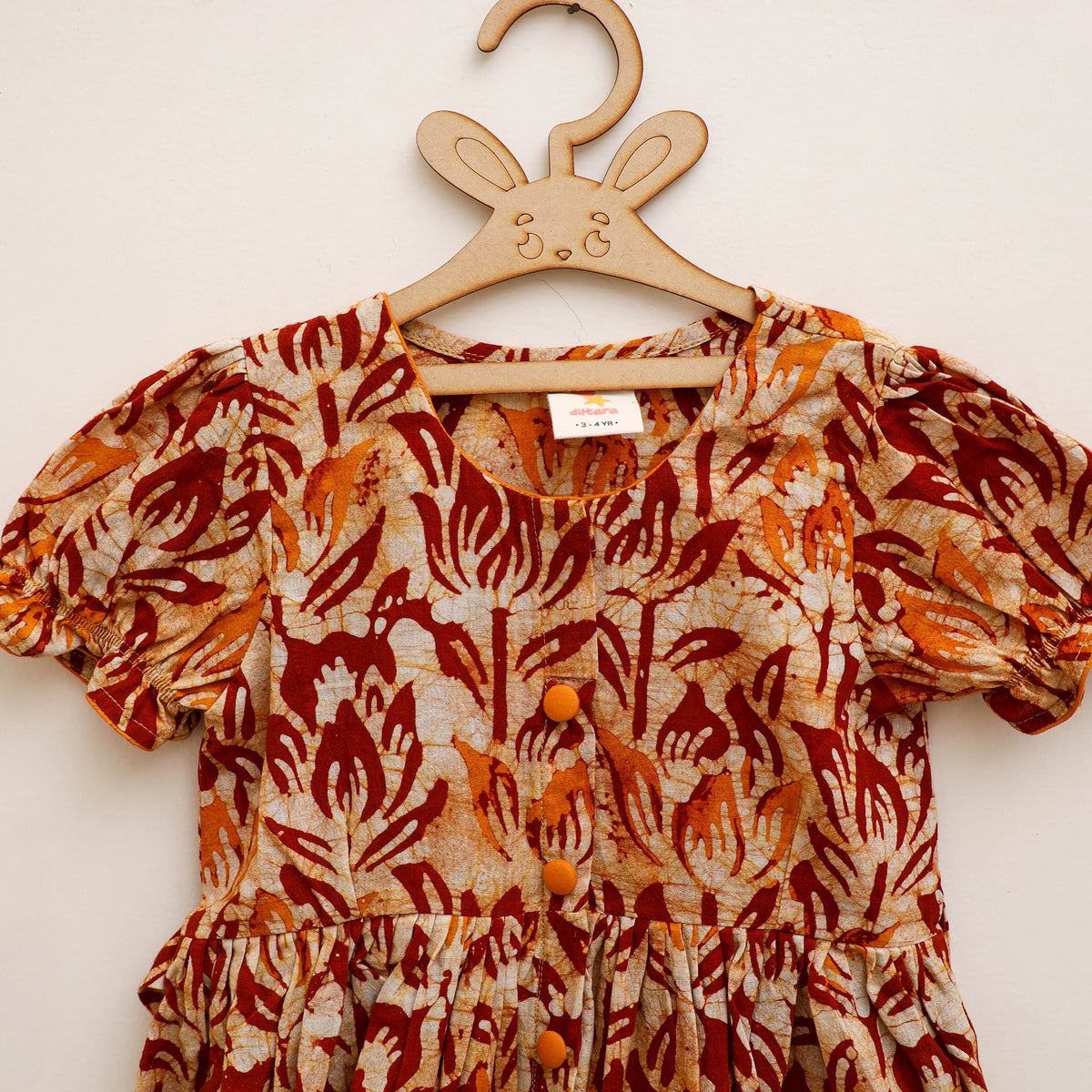 Pure Cotton Girls Frock Dress in Batik Block Prints (3-4 Years) 56
