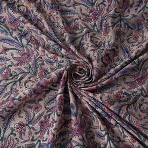 Pink - Sanganeri Hand Block Print Modal Silk Fabric 31