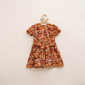 Pure Cotton Girls Frock Dress in Batik Block Prints (3-4 Years) 56