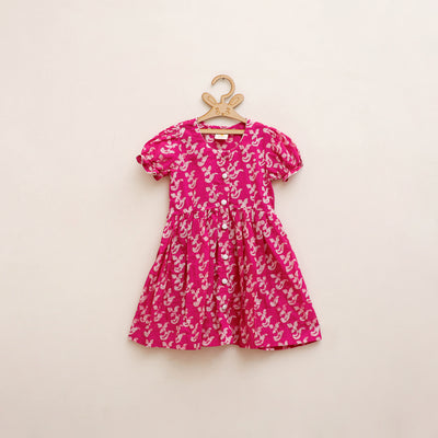 Pure Cotton Girls Frock Dress in Batik Block Prints (3-4 Years) 57