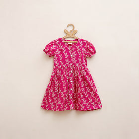 Pure Cotton Girls Frock Dress in Batik Block Prints (3-4 Years) 57