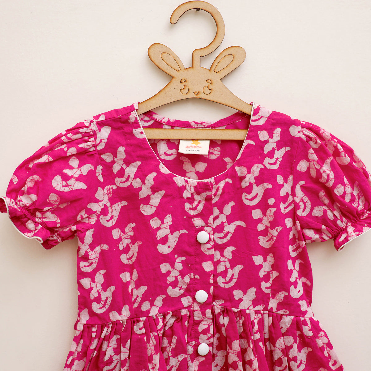 Pure Cotton Girls Frock Dress in Batik Block Prints (3-4 Years) 57