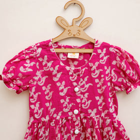 Pure Cotton Girls Frock Dress in Batik Block Prints (3-4 Years) 57