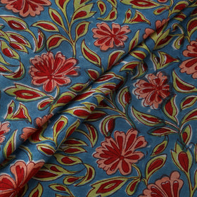 Blue - Sanganeri Hand Block Print Modal Silk Fabric 30
