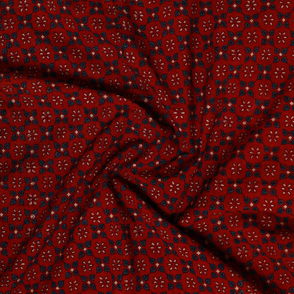 Red - Ajrakh Block Printed Cotton Precut Fabric (0.8 meter) 40
