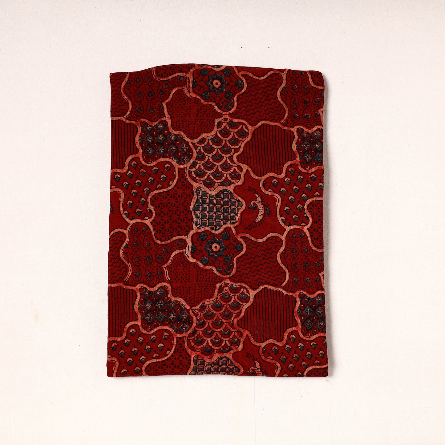 Red - Ajrakh Block Printed Cotton Precut Fabric (1 meter) 42