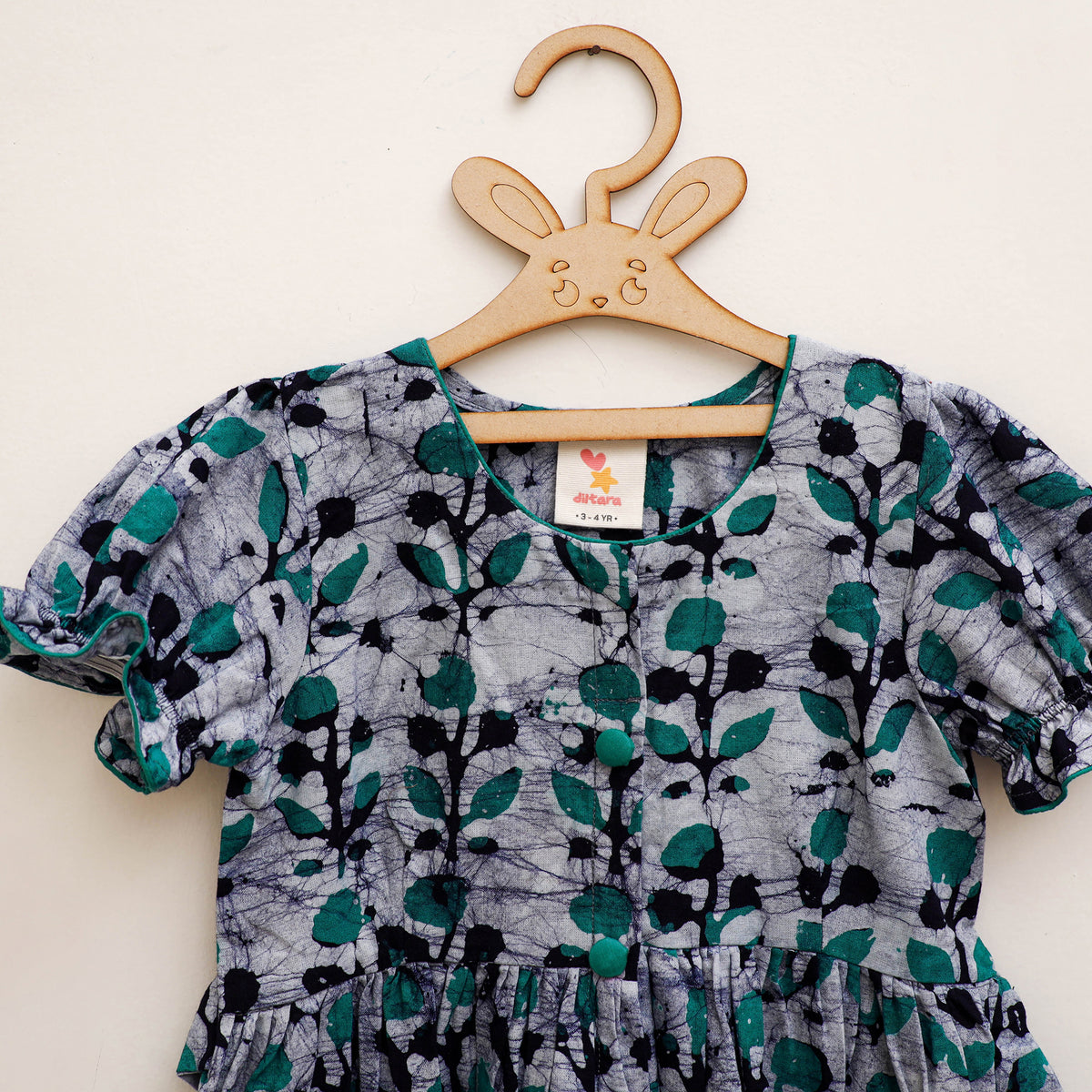 Pure Cotton Girls Frock Dress in Batik Block Prints (3-4 Years) 58