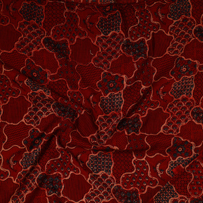Red - Ajrakh Block Printed Cotton Precut Fabric (1 meter) 42
