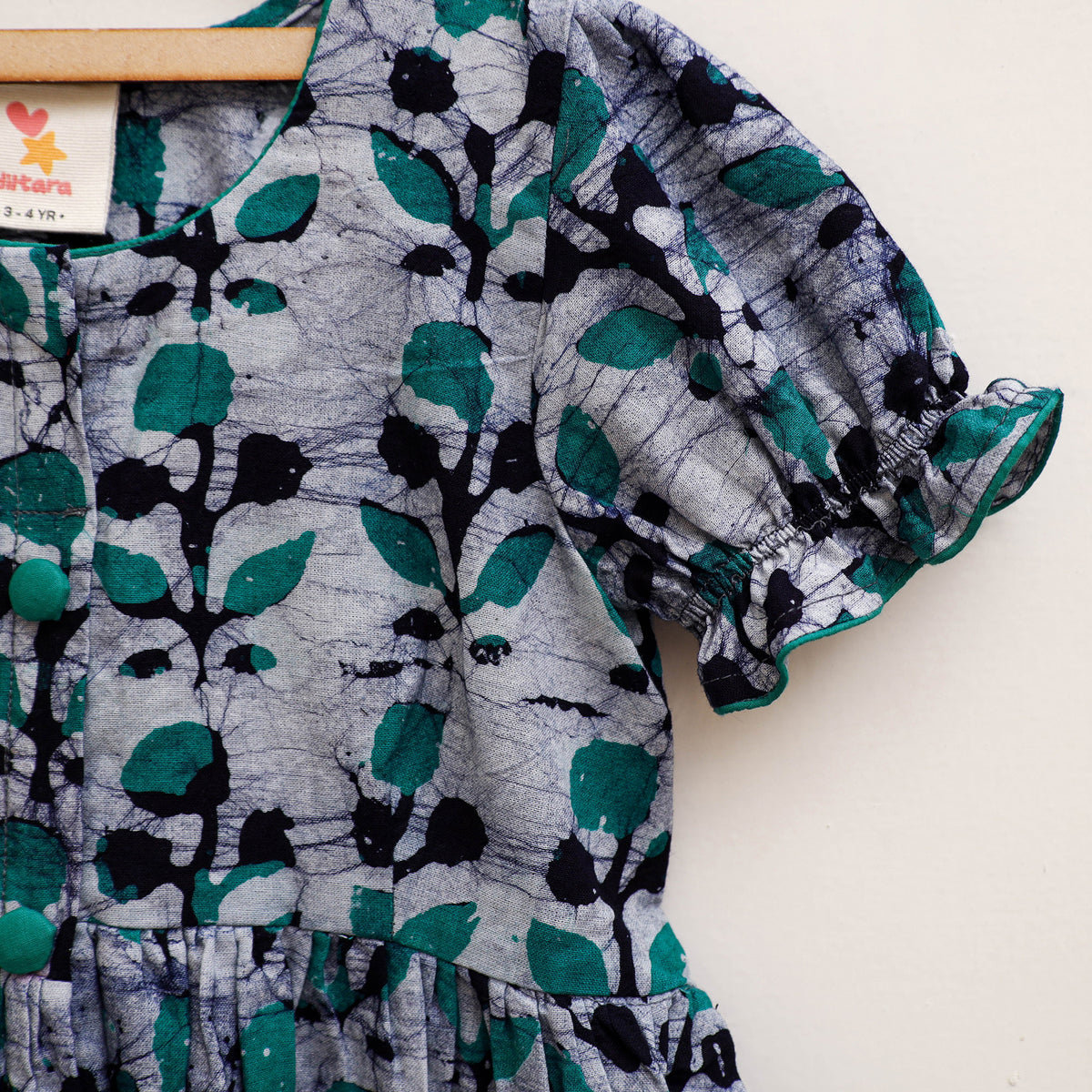 Pure Cotton Girls Frock Dress in Batik Block Prints (3-4 Years) 58