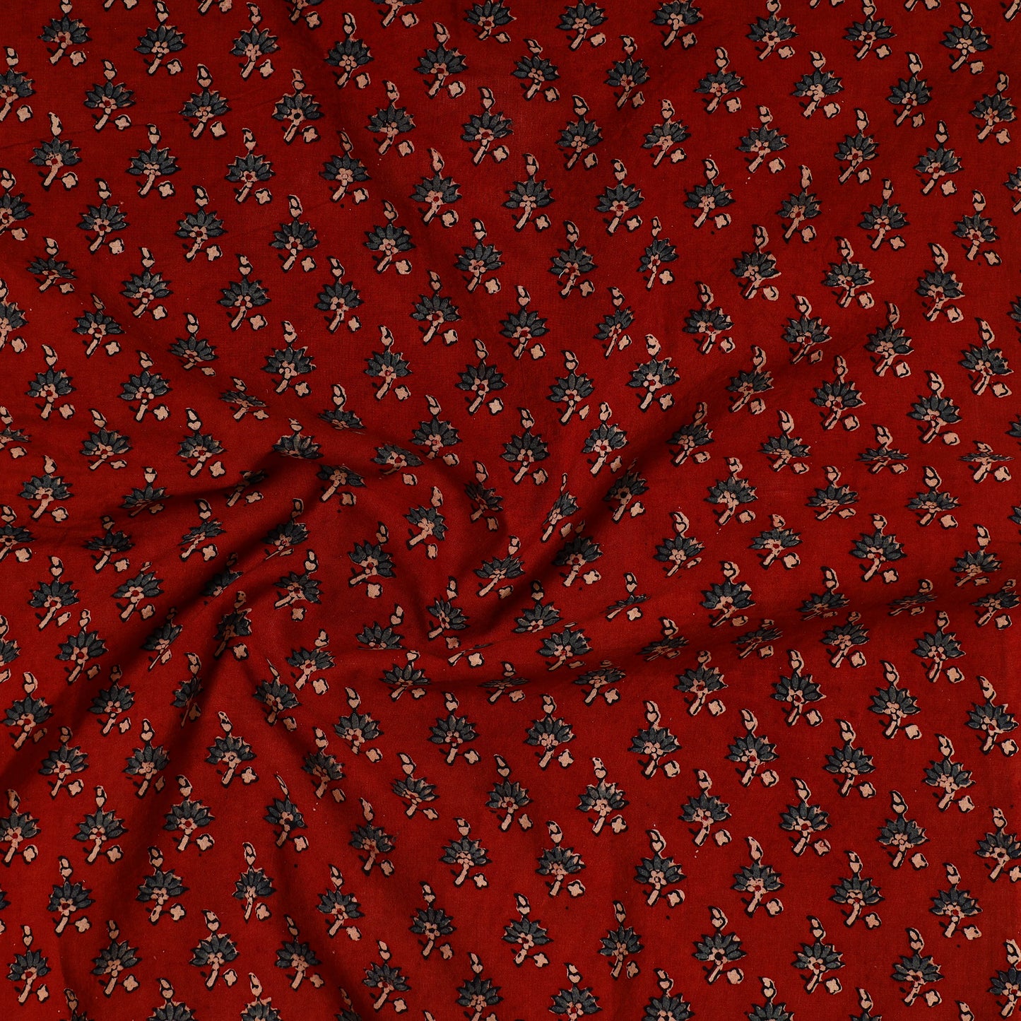 Red - Ajrakh Block Printed Cotton Precut Fabric (1 meter) 43