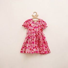 Pure Cotton Girls Frock Dress in Batik Block Prints (3-4 Years) 59