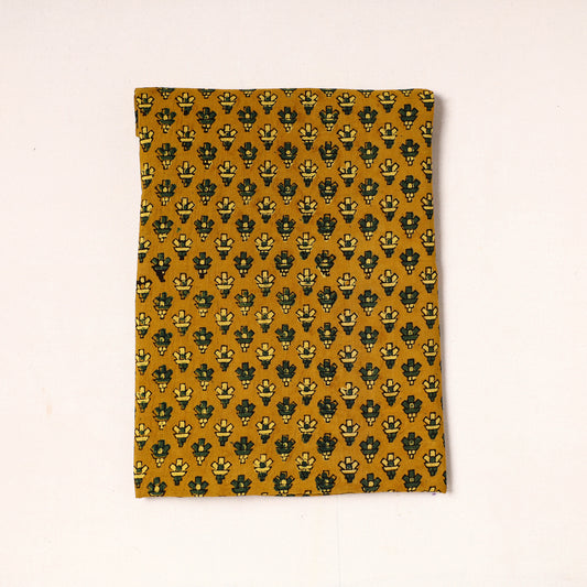 Yellow - Ajrakh Block Printed Cotton Precut Fabric (1.4 meter) 44