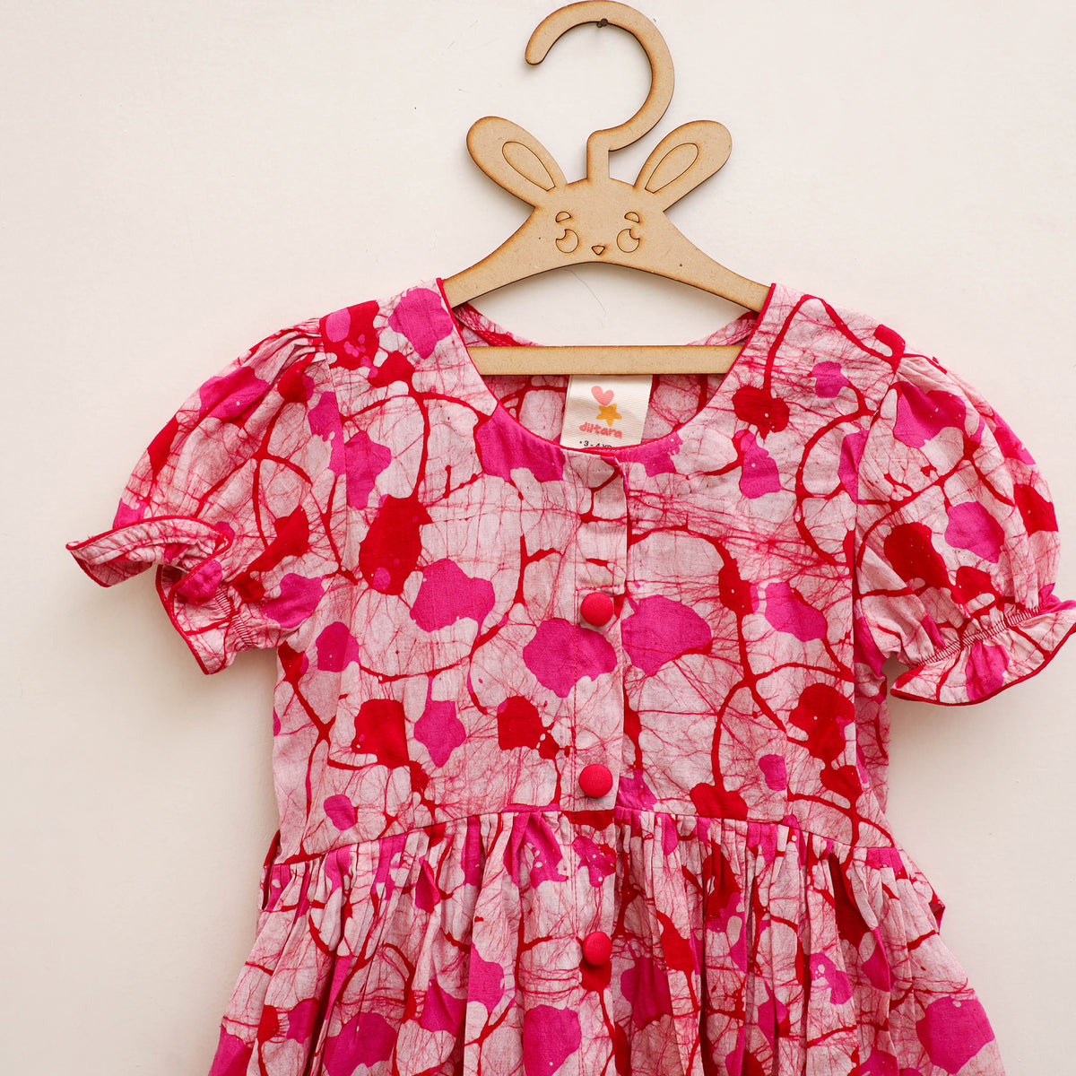 Pure Cotton Girls Frock Dress in Batik Block Prints (3-4 Years) 59