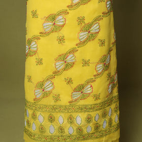 Yellow - 3pc hand embroidery cotton lucknow chikankari