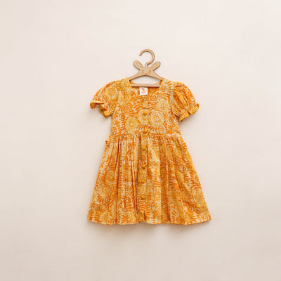 Pure Cotton Girls Frock Dress in Batik Block Prints (3-4 Years) 61