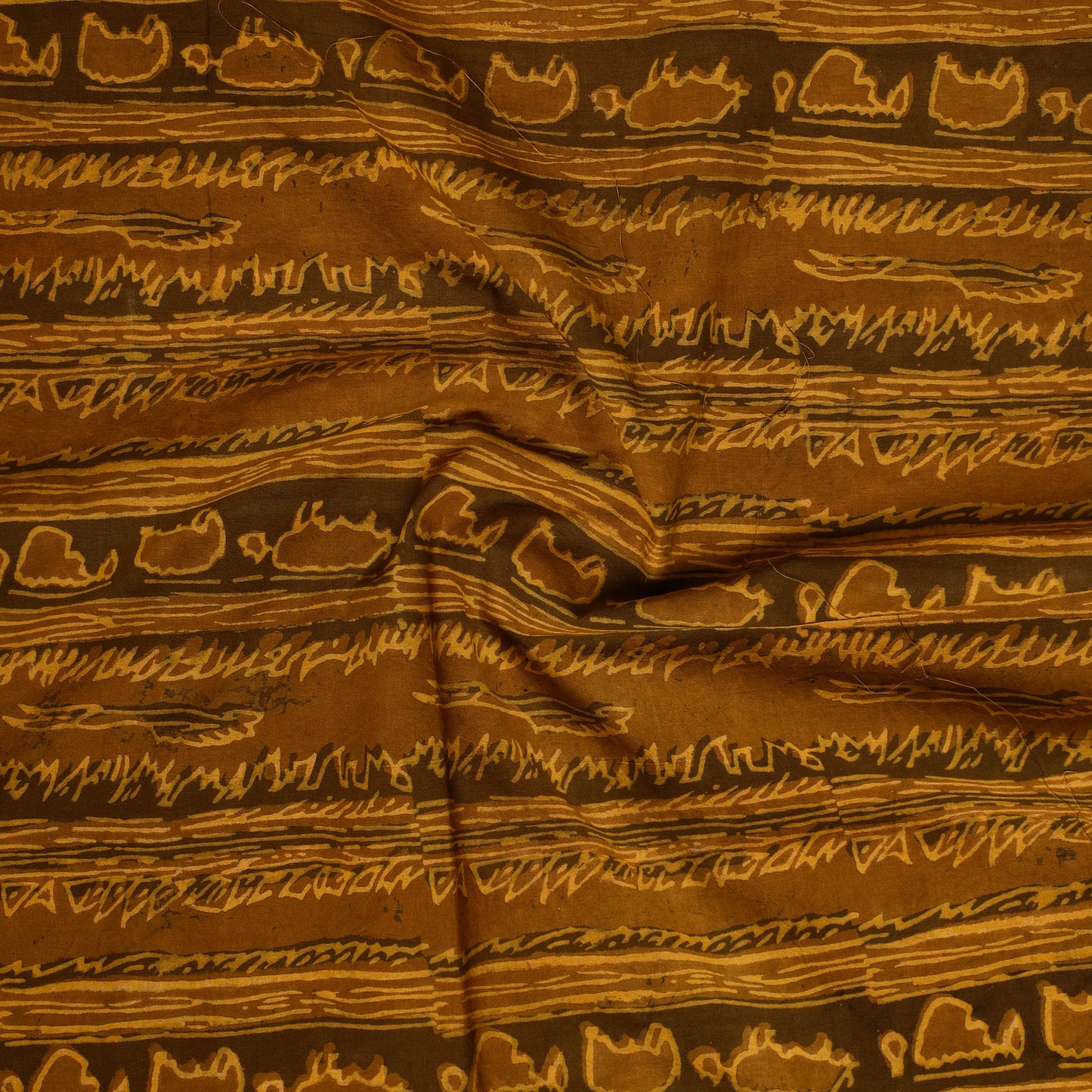 Yellow - Ajrakh Block Printed Cotton Precut Fabric (1 meter) 49