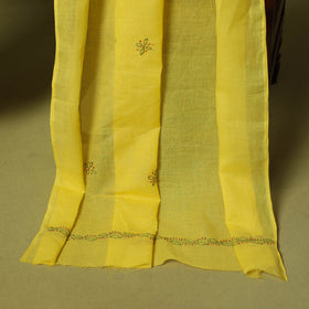 Yellow - 3pc hand embroidery cotton lucknow chikankari