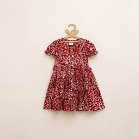 Pure Cotton Girls Frock Dress in Batik Block Prints (3-4 Years) 63