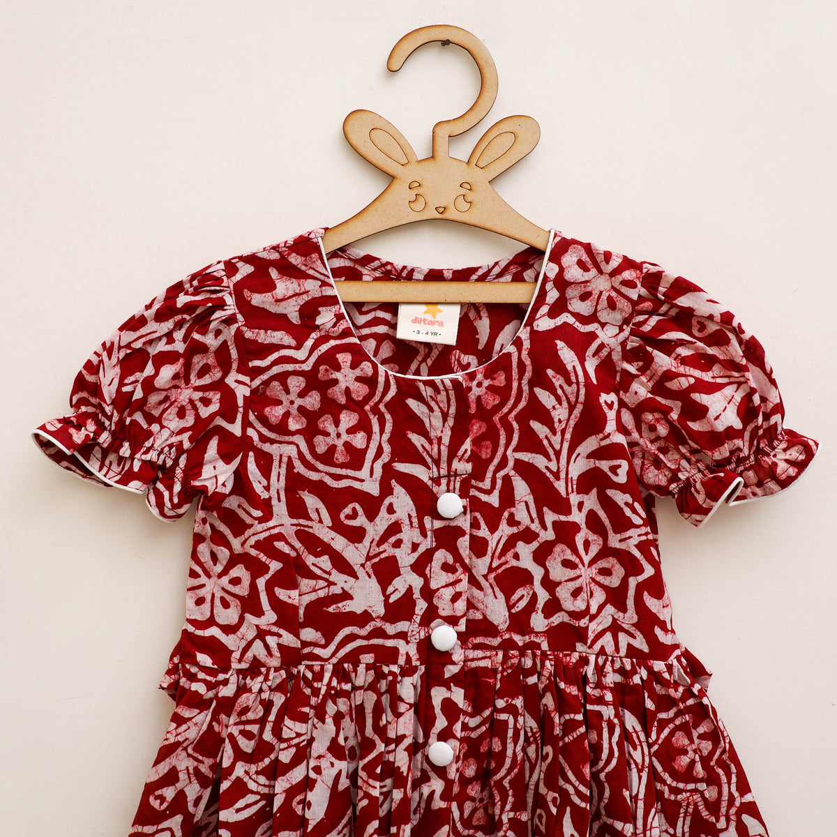 Pure Cotton Girls Frock Dress in Batik Block Prints (3-4 Years) 63