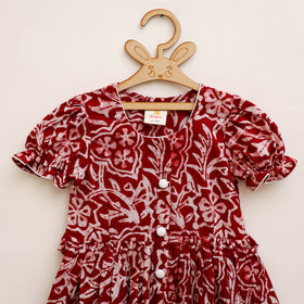 Pure Cotton Girls Frock Dress in Batik Block Prints (3-4 Years) 63