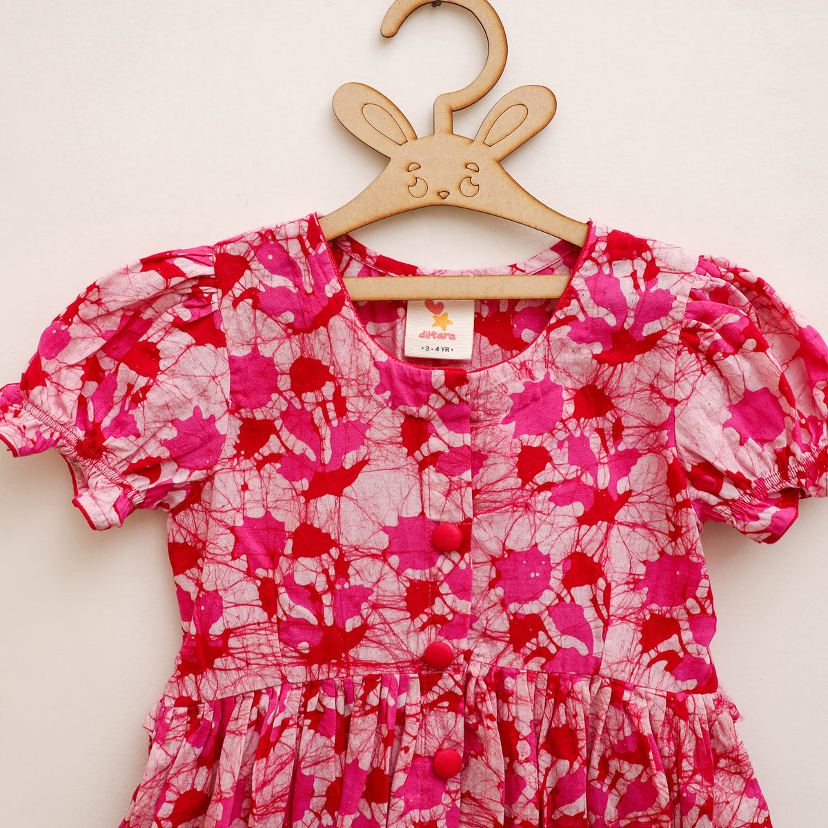 Pure Cotton Girls Frock Dress in Batik Block Prints (3-4 Years) 64