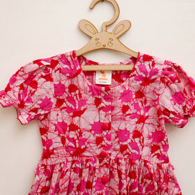 Pure Cotton Girls Frock Dress in Batik Block Prints (3-4 Years) 64