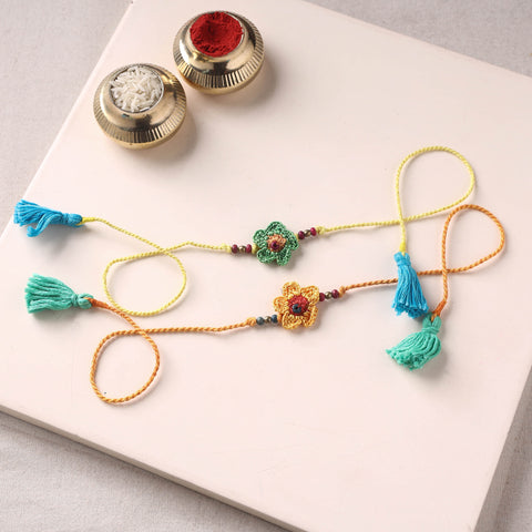 Flower -  Handmade Crochet Rakhi by Samoolam (set of 2) 07