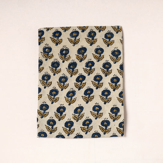 White - Ajrakh Block Printed Cotton Precut Fabric (0.7 meter) 56
