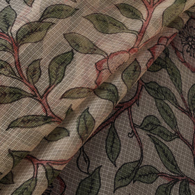 Srikalahasti Pen Work Handpainted Kalamkari Handloom Kota Doria Silk Fabric 04