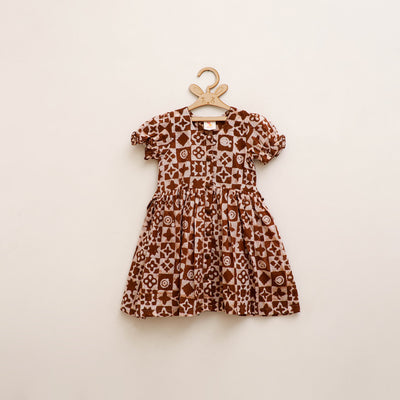 Pure Cotton Girls Frock Dress in Batik Block Prints (3-4 Years) 67