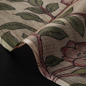 Srikalahasti Pen Work Handpainted Kalamkari Handloom Kota Doria Silk Fabric 04