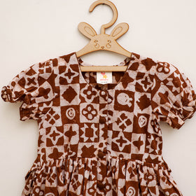 Pure Cotton Girls Frock Dress in Batik Block Prints (3-4 Years) 67