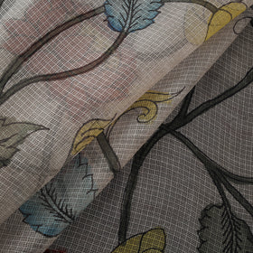 Srikalahasti Pen Work Handpainted Kalamkari Handloom Kota Doria Silk Fabric 05