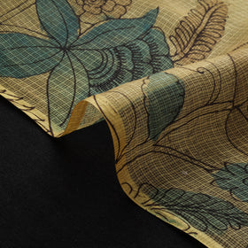 Srikalahasti Pen Work Handpainted Kalamkari Handloom Kota Doria Silk Fabric 06
